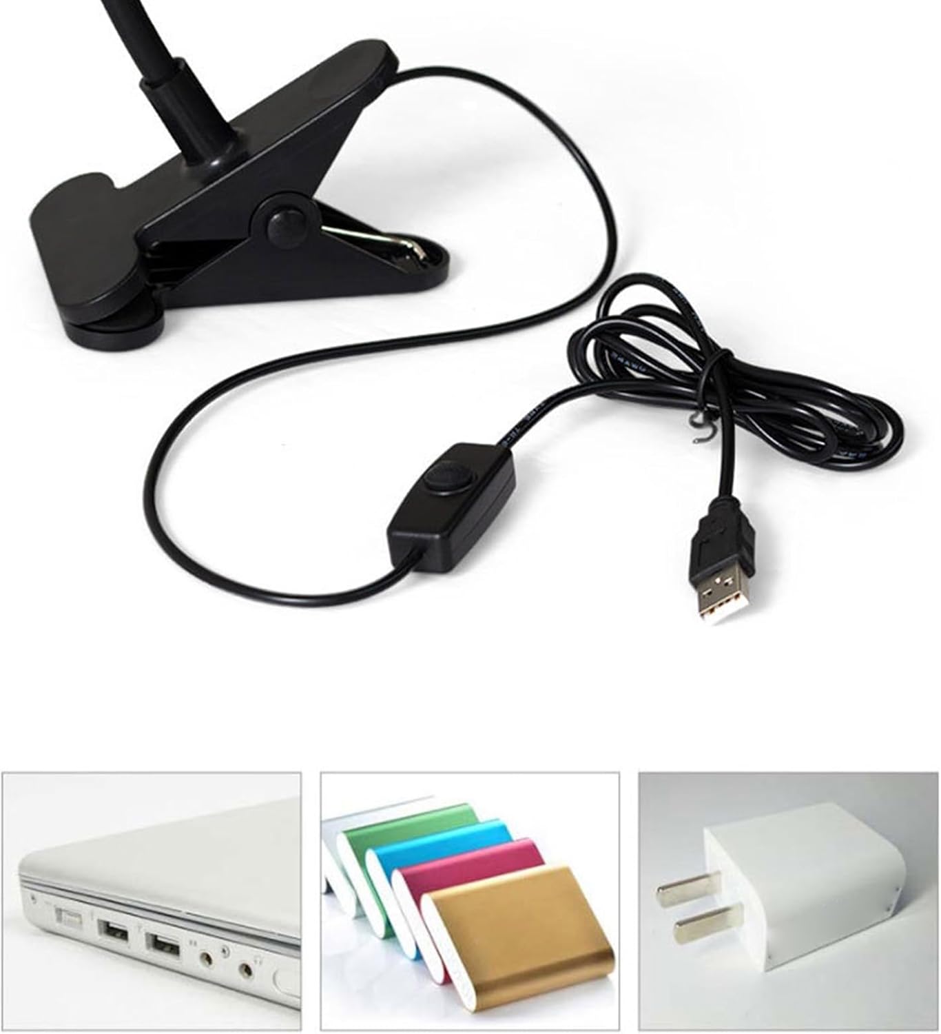 Clip on Desk Lamp, 360 Degree Adjustable Flexible Gooseneck USB LED Reading Light Eye Protection Table Light for Home Bed Office Headboard (2 Levels)