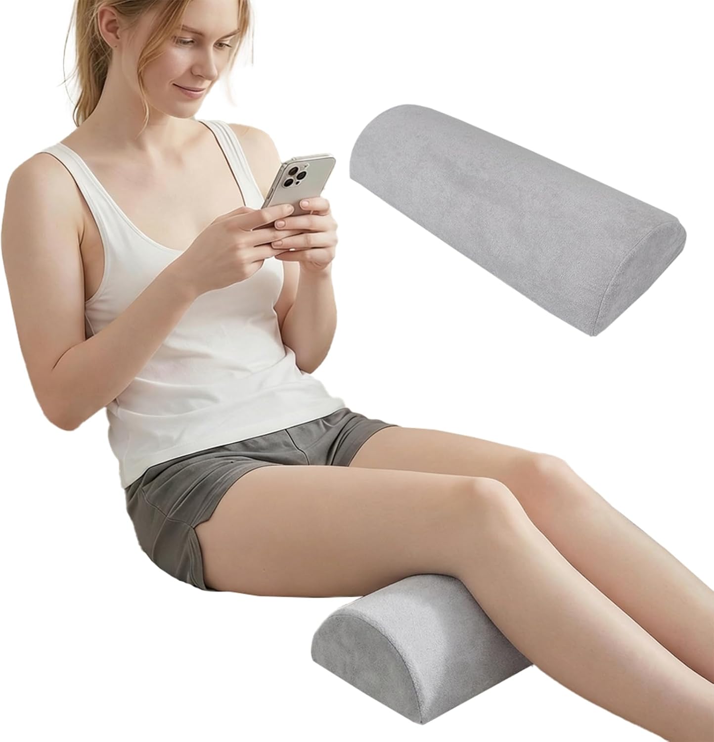 Sciatica Pain Relief Knee Lumbar Back Sleeper Pillow Leg Wedge Pillows (Light Gray)