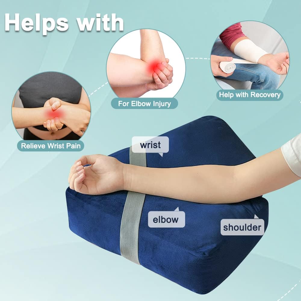 Zelen Arm Rest Pillow for Bed Arm Elevation Pillow Elbow Post Surgery Wrist Leg Elevating Arm Support Pillow Hand Elevation Arm Tunnel for Side Sleepers Sleeping Arm Wedge Leg Resting Pillow (Blue)