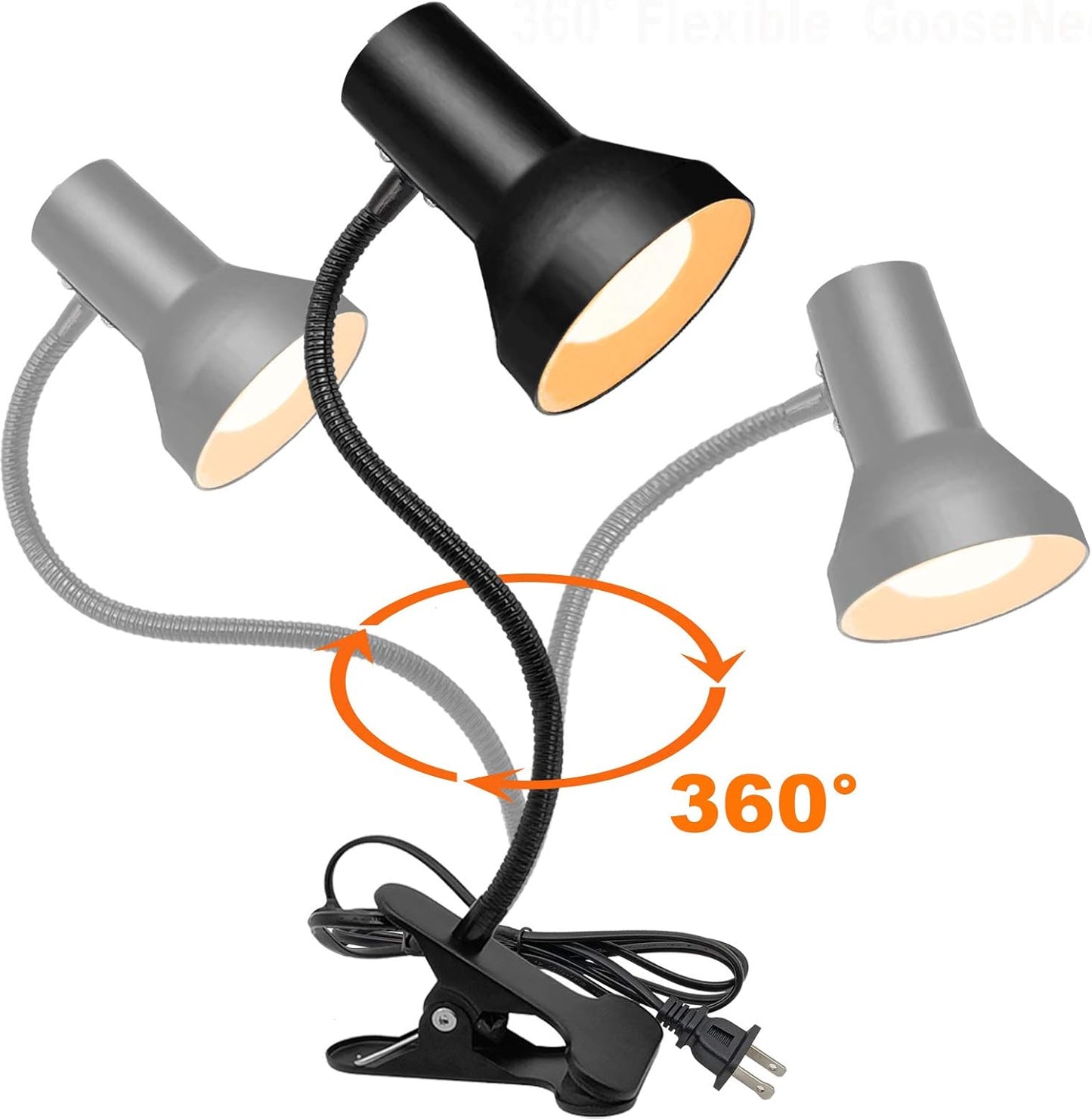 Desk Lamp Eye-Caring Table Lamps, 360°Rotation Gooseneck Clip on Lamp, Portable Reading Book Light, Clamp Light Eye-Caring Study Desk Lamps for Bedroom and Office Home Lighting