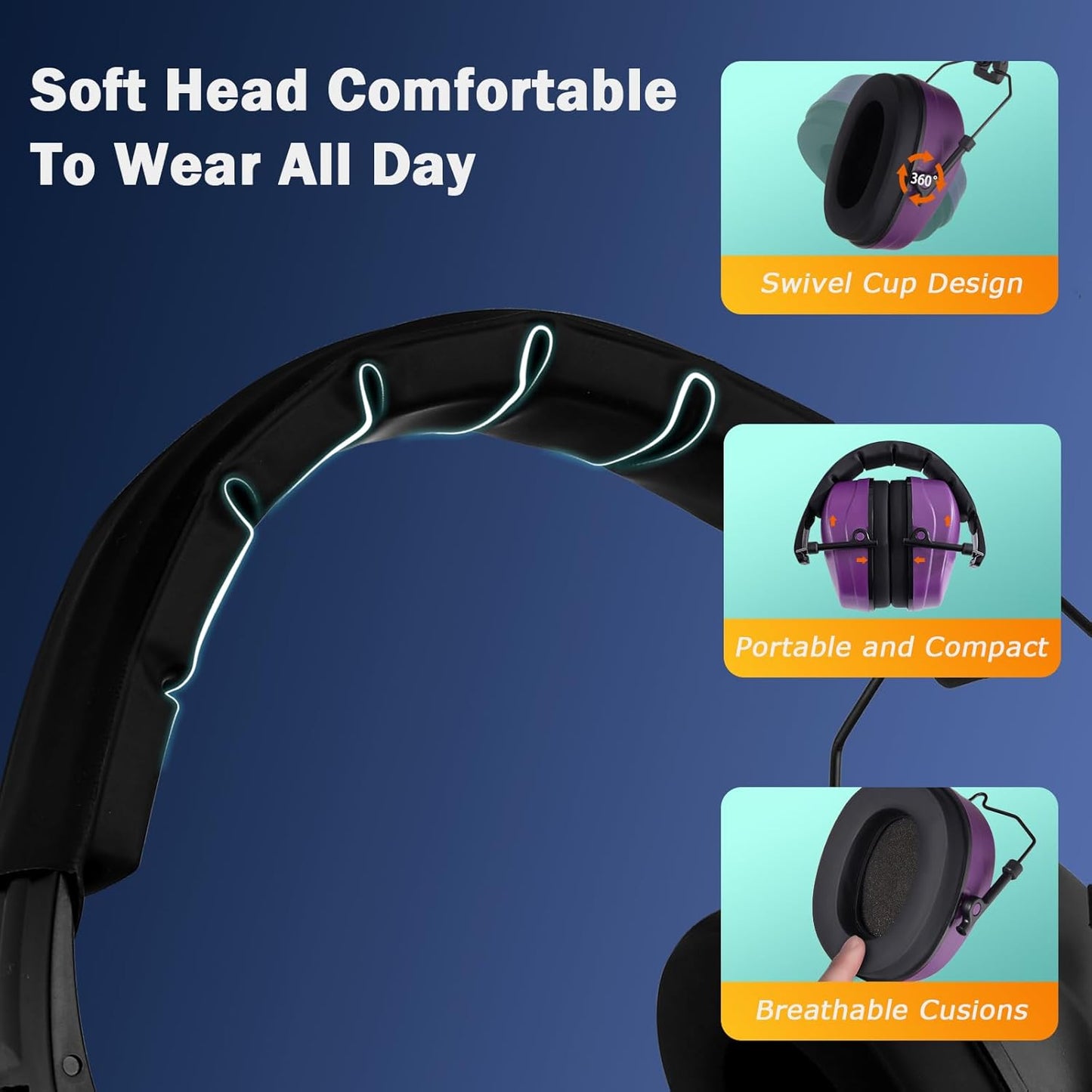 Safety Earmuffs for Ear Protection SNR 29 dB Noise Cancelling Ear muff Shooting Hunting Construction Noise Reduction