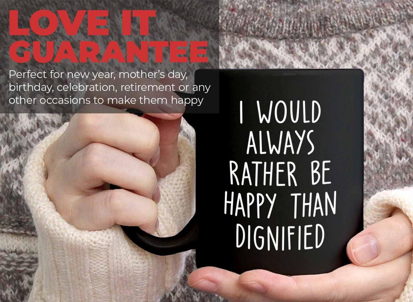 Bubble Hugs Writer Coffee Mug 11oz Black - I would always rather be happy than dignified - Reading Book Lover for Bookworm Bibliophile Librarians Author Readers Bookish