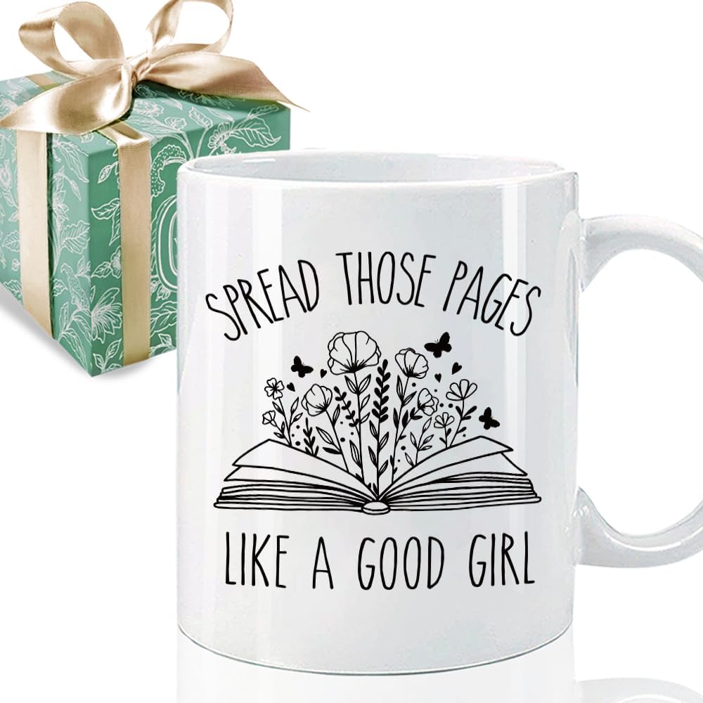 Spread Those Pages Like a Good Girl Novelty Book Mug for Women Girl Funny Reading Gifts, Funny Birthday Christmas Gift for Book Lovers Bookworm Reader 11oz