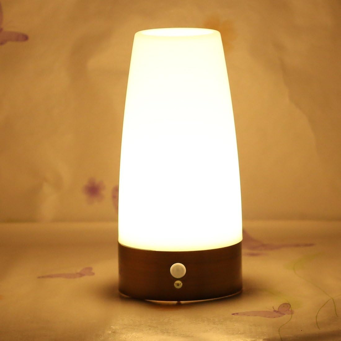 ZEEFO Retro LED Night Light PIR Motion Sensor Light,Activated Step Lighting Lamps,Indoor/Outdoor Battery Operated Lamp Sensitive Portable Moving Table Lamp for Kids Room,Hallway(Round Shape)