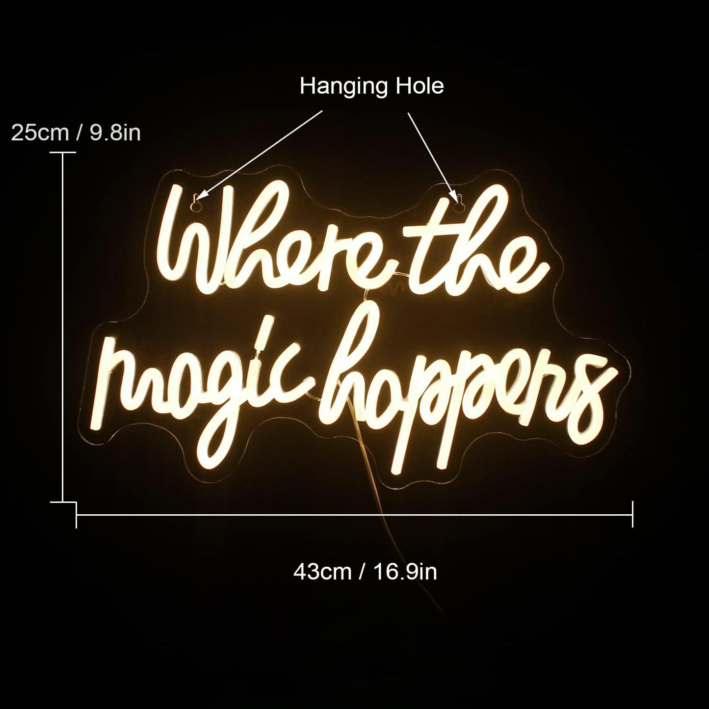 Where The Magic Happens Neon Sign Led Warm White Word Light Up Signs for Wall Decor Usb Powered Letter Neon Light Signs Indoor Light for Bedroom Salon Decor Wedding Birthday Party Bar