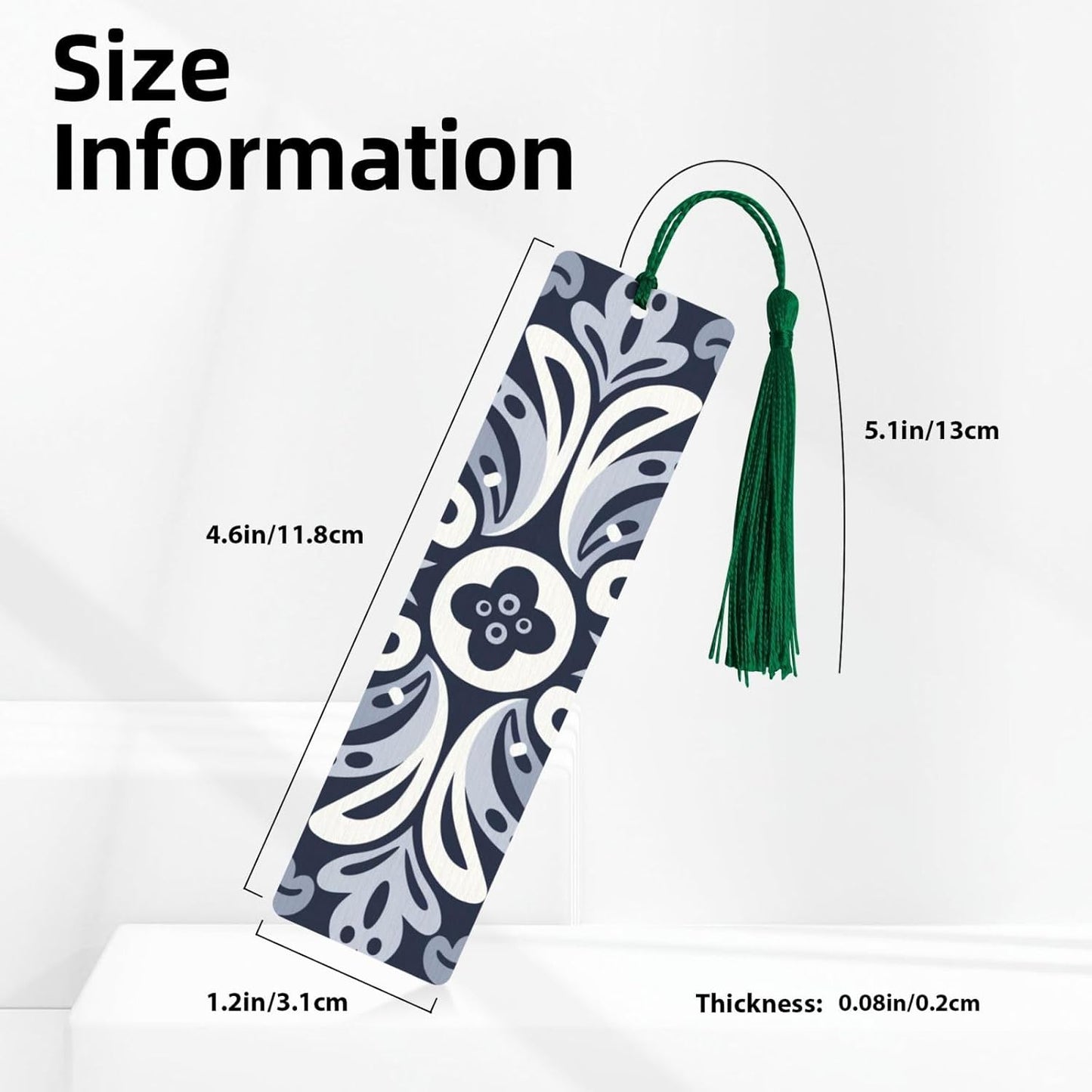 Navy Blue Bookmarks Gifts for Women Men, Wooden Bookmarks for Book Lovers, Vintage Book Marks Ornaments with Tassel, Unique Personalized Reading Page Markers Dark Green
