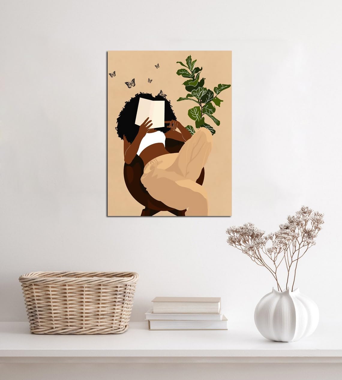African American Boho Wall Art, Black Women Art Framed, Book Lover Art, Black Girl Canvas Print, African American Canvas Art Wall Decor, Woman Reading Book Art, African American Girl Boho Posters
