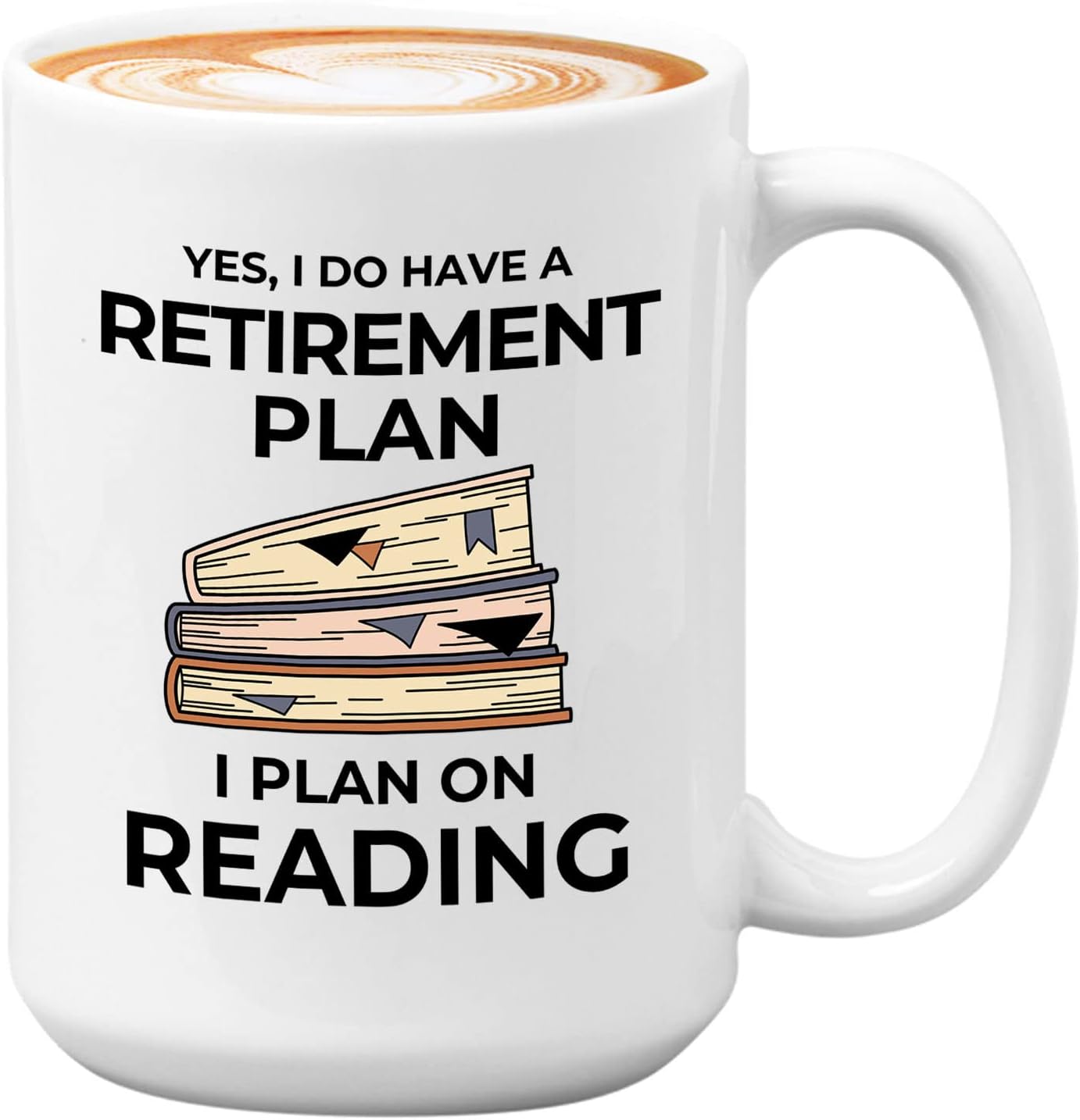 Bubble Hugs Book Lover Coffee Mug 15oz White - Retirement Plan Reading - Reading Retired Coworker Employee Retirement Reader Stack of Books Book Lover Bookish Novelist Librarian Writer