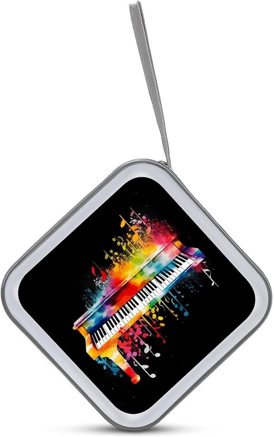 Colorful Piano Keyboard Music Note CD Case 40 Capacity Case Zipper CD Collection Bag with Handles Cover DVD Storage Hard Plastic DVD Disc Cases Storage Binder for Car Home Office Travel