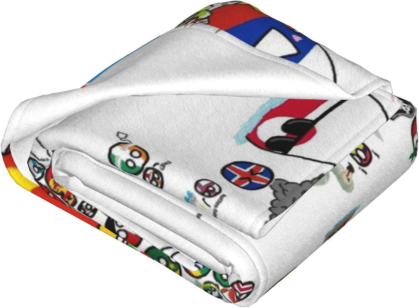 Countryball Polandball World Map Throw Blanket Flannel Fleece Fuzzy Blanket 60"X80" Soft Cozy Lightweight Blanket for Home Decor Bed Sofa Office Bedroom Living Room Travel
