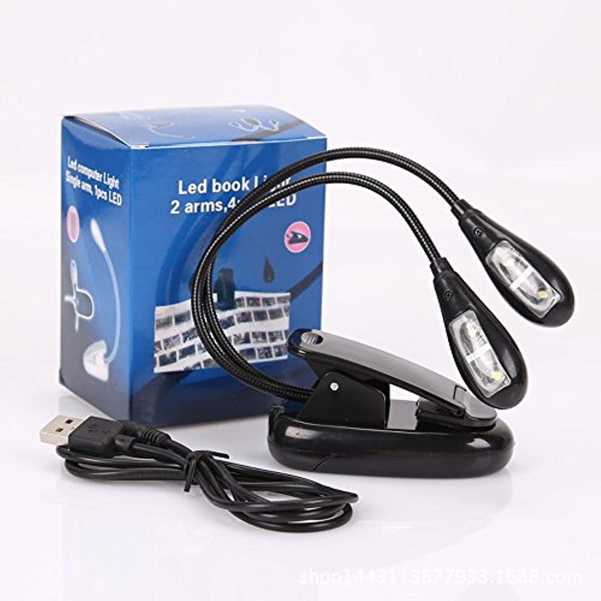 Music Stand Light/Led Book Reading Light/USB and Battery Operated Light/Portable Lights for Piano Travel E-Reader & Bed Headboard-Eye Friendly with Dual Arms