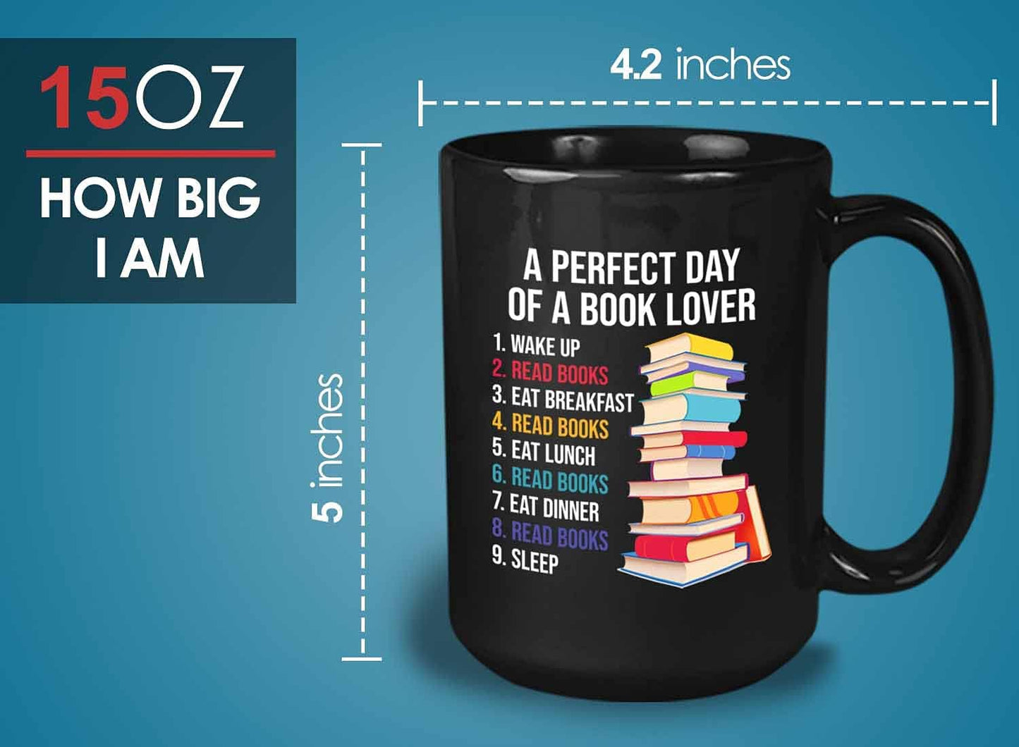 Bubble Hugs Reader Coffee Mug 15oz Black - A Perfect Day of A Book Lover - Funny Sarcasm Reading Novel Literary Literature Bookish Author Writer