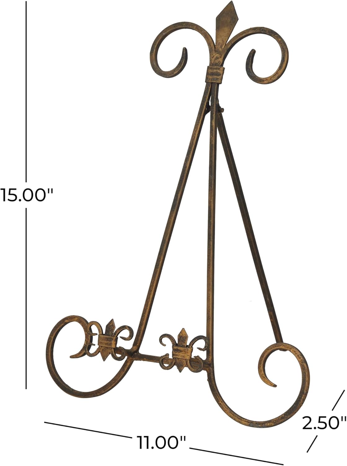 Deco 79 Metal Scroll Display Easel Tabletop Easel with Foldable Stand, Display Stand 11" x 10" x 14", Gold