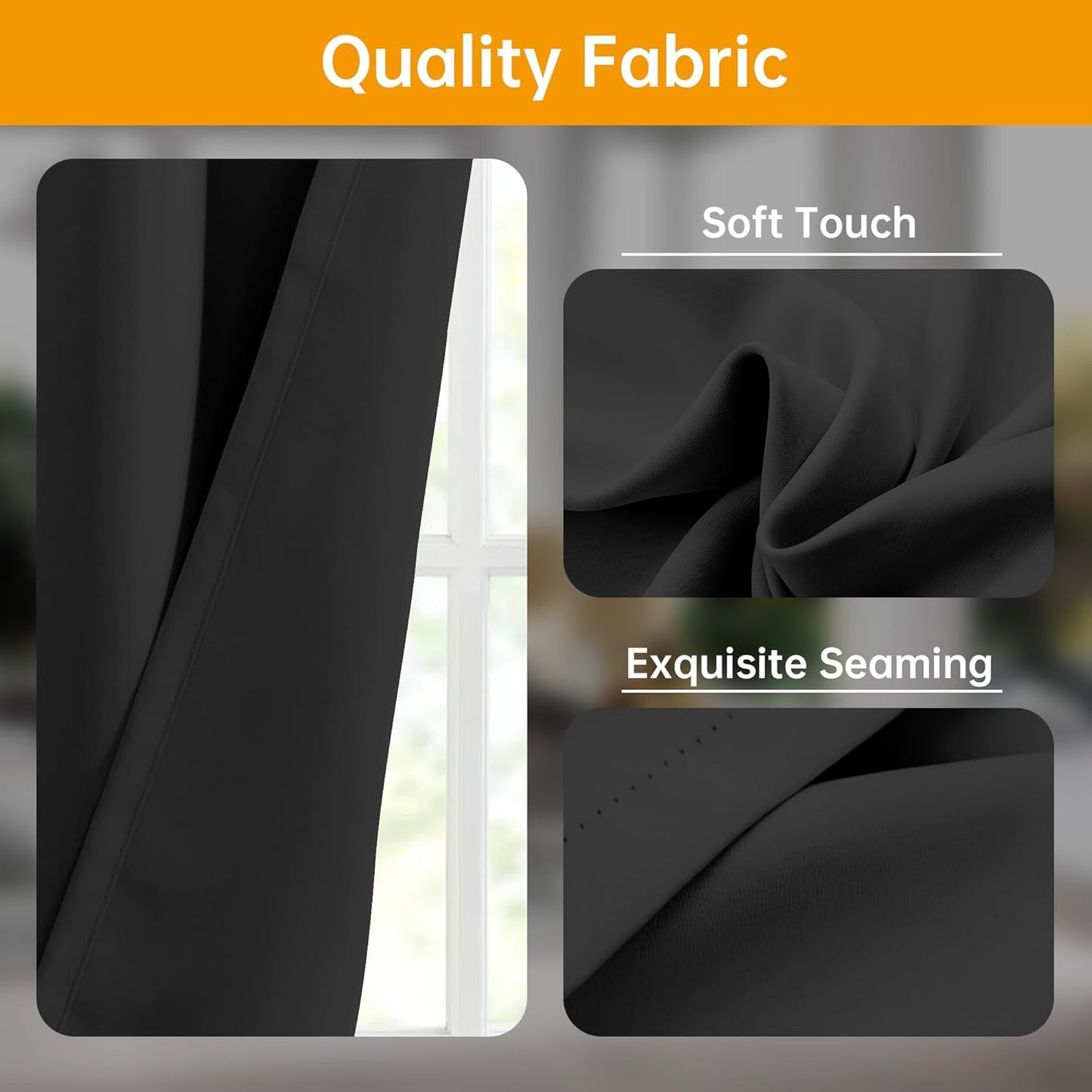 Room Divider Curtains Blackout Floor to Ceiling Curtain with Hook Wall Mount Sliding Door Curtains Ceiling Mount Extra Wide Curtain Wall Divider for Room Separation (Black, W100 x H84 Inch)
