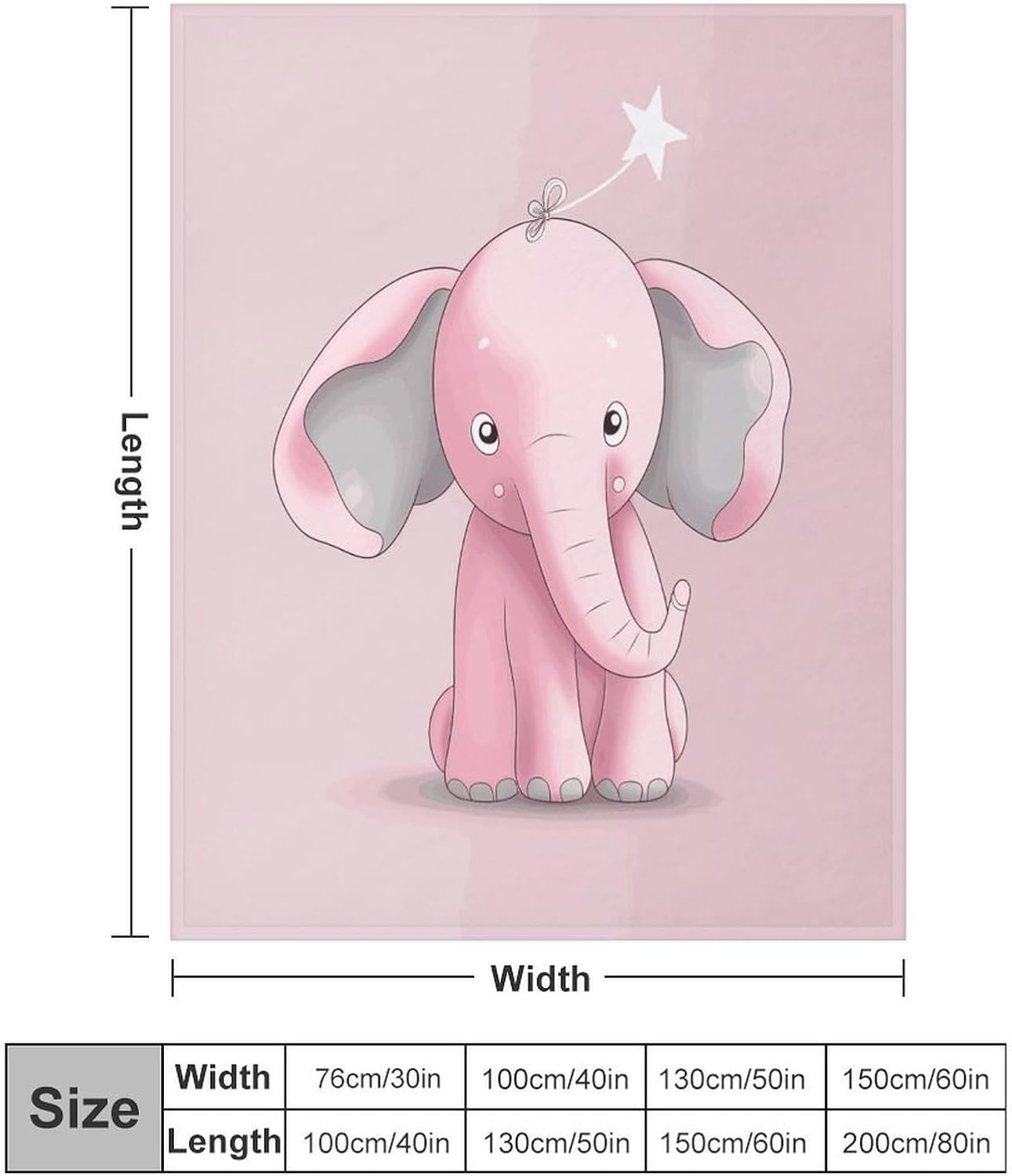 Pink Elephant Blanket Super Soft Lightweight Throw Blanket Cute Cozy Warm Bed Blanket Decorative Fuzzy Blanket All-Season Home Decor Gift for Sofa Couch Living Room 40"*50" （100 * 130cm）