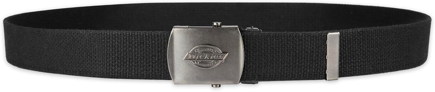 Dickies mens Fabric Web Plaque Logo Buckle Belt - One Size Cut-to-fit- Fits Up to Size 42" Waist