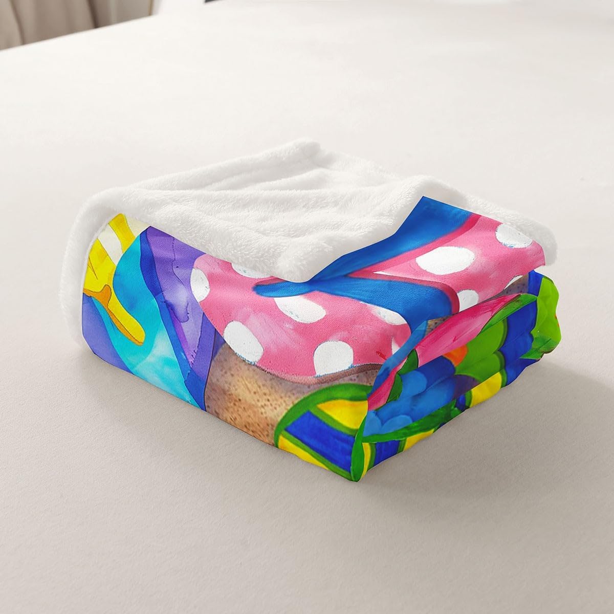 Colorful Flip-Flops Throw Blanket Summer Theme Fleece Blanket Beach Vacation Bed Blanket for Couch or Bed Flip-Flops Blanket Soft Warm Lightweight for Kids Adults Women Gift(40x50 Inches)