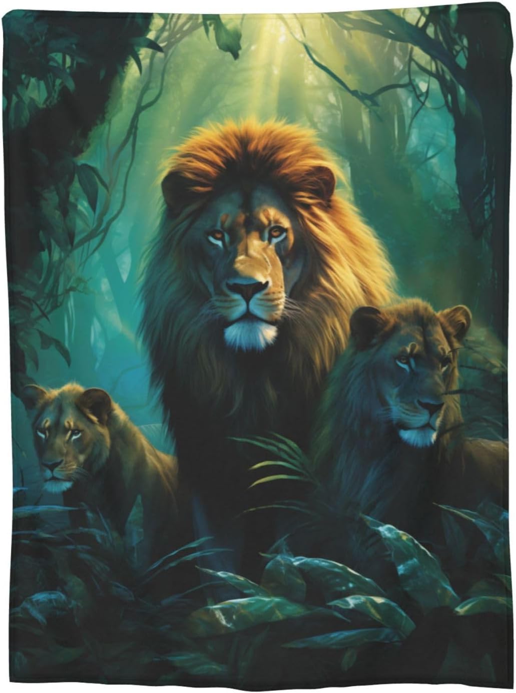 Lion Throw Blanket Gifts for Girls Women Flannel Fleece Forest Lion Blanket Soft Warm Blankets for Bed Sofa Home Decor 80"x60"
