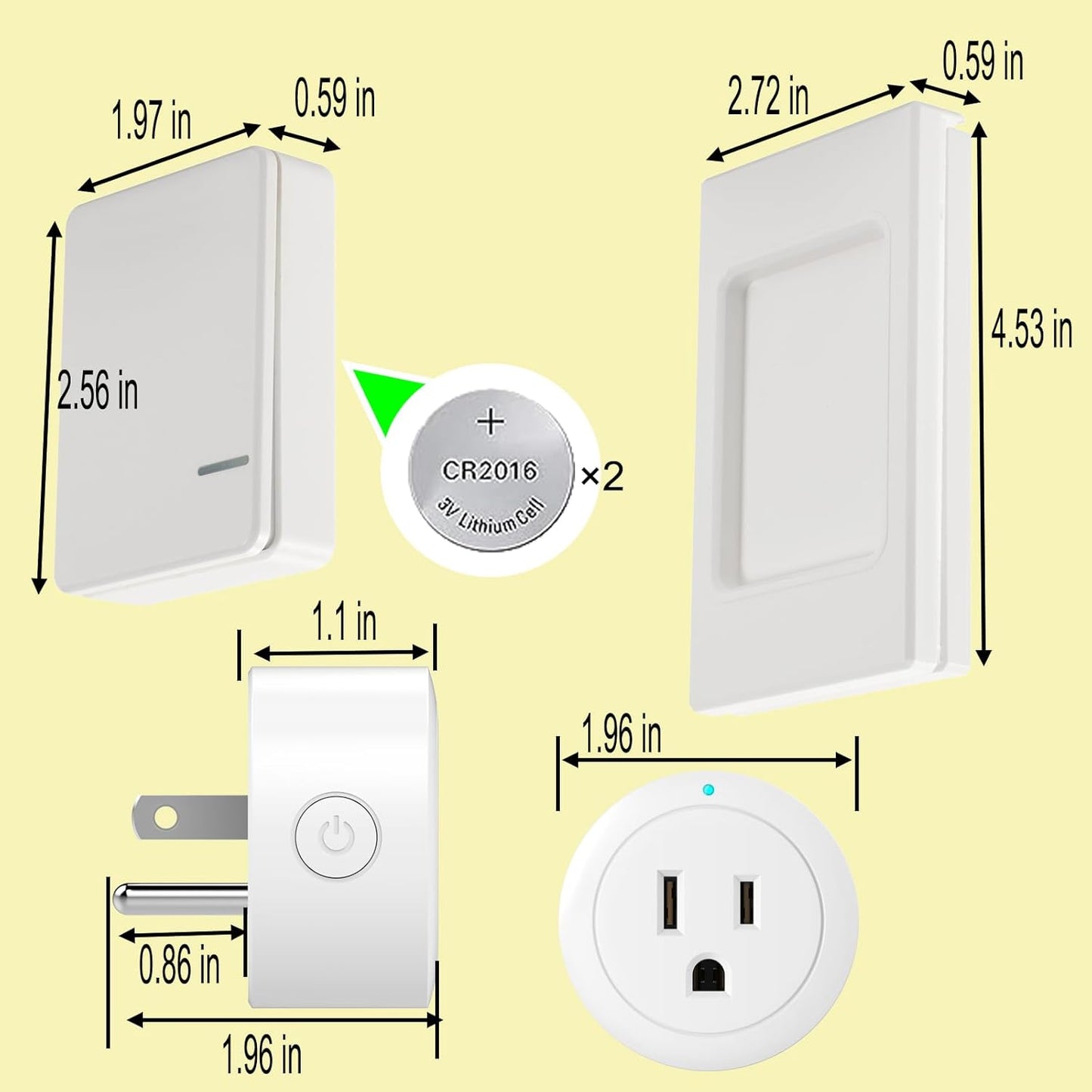 Wireless Remote Control Outlet Plug 1250W/10A for Small Appliance,Electrical Outlet Switch for Lights, Fans,Christmas Lights,Up to 100 ft Remote Range,No Wiring Needed, No Wi-Fi Required.