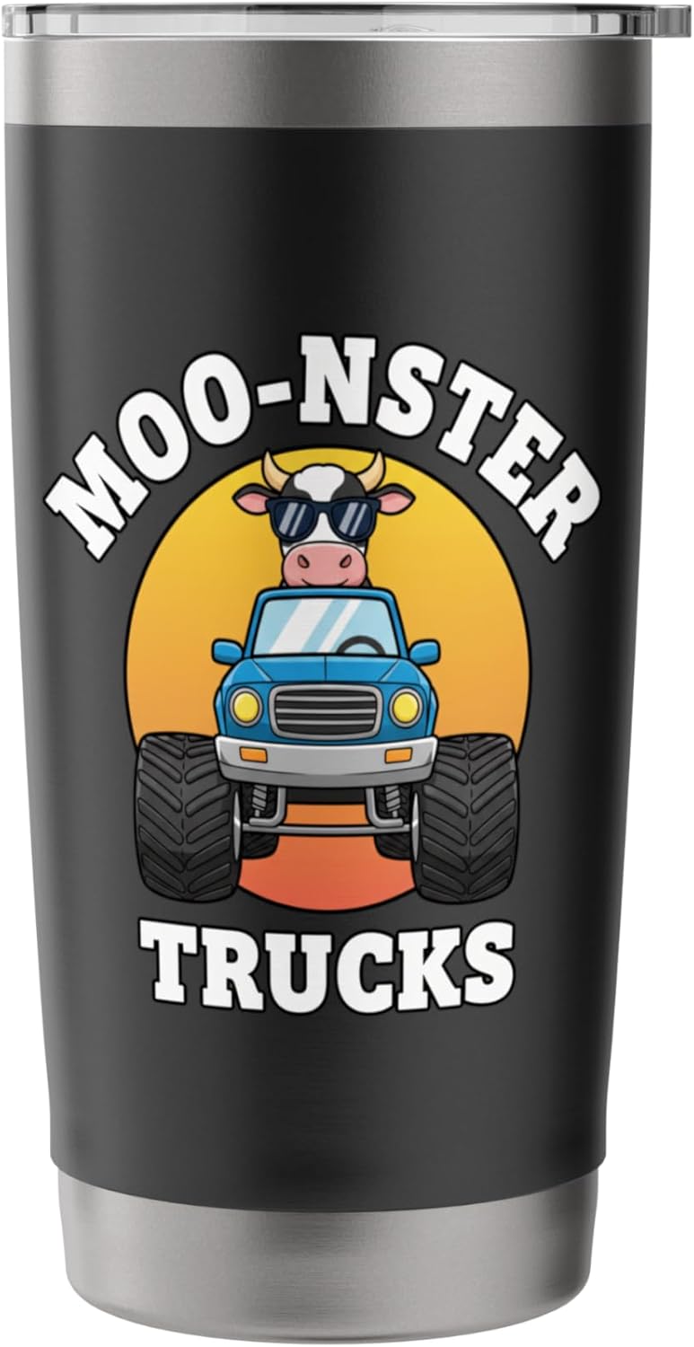 Moo-nster Trucks Cow Boys Funny Farm Animal Stainless Steel Insulated Tumbler