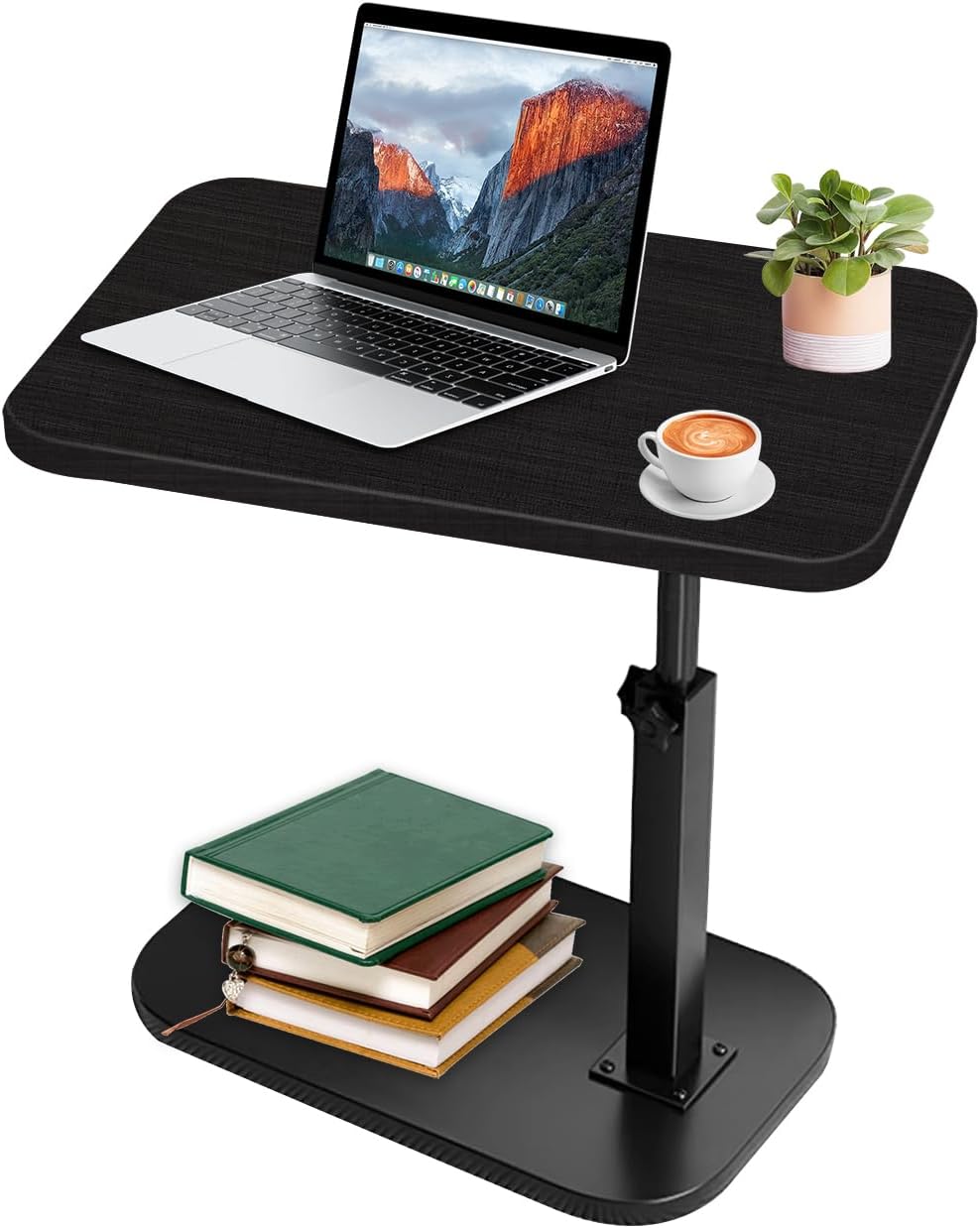 C Shaped End Table Adjustable Height, 360° Swivel C Side Tray, Small Bedside Table, for Couch, Living Room, Bedroom, Corners and Office (Black)