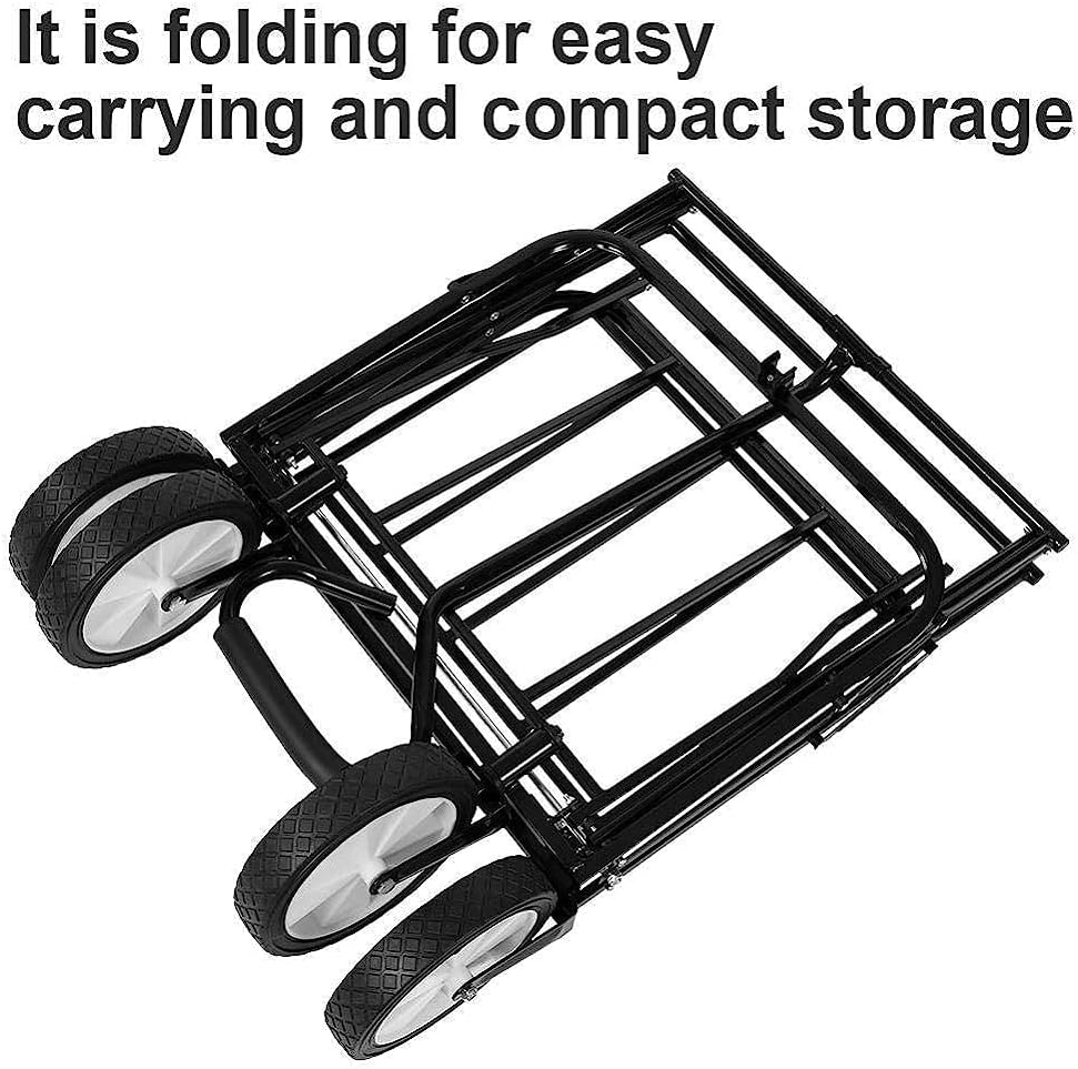 Trolleys, Folding Wagon,Capacity 60Kg, Portable Garden Cart with 4 Wheels and Steel Brakes,Trolley,Foldable Pull Wagon Hand Transport Cart
