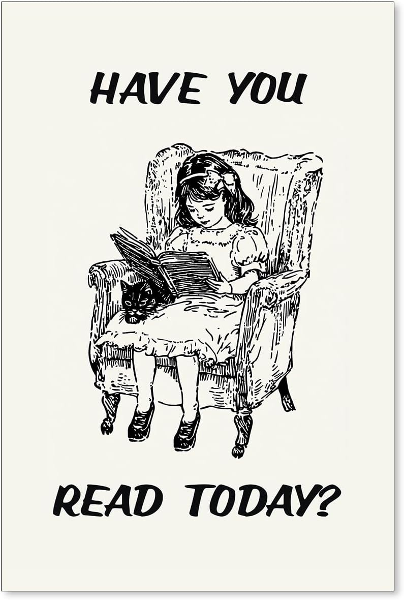 Black And White Reading Book Wall Art Have You Read Today Line Posters Positive Affirmations Canvas Prints for Library Bedroom Wall Decor 16X24 inch Unframed