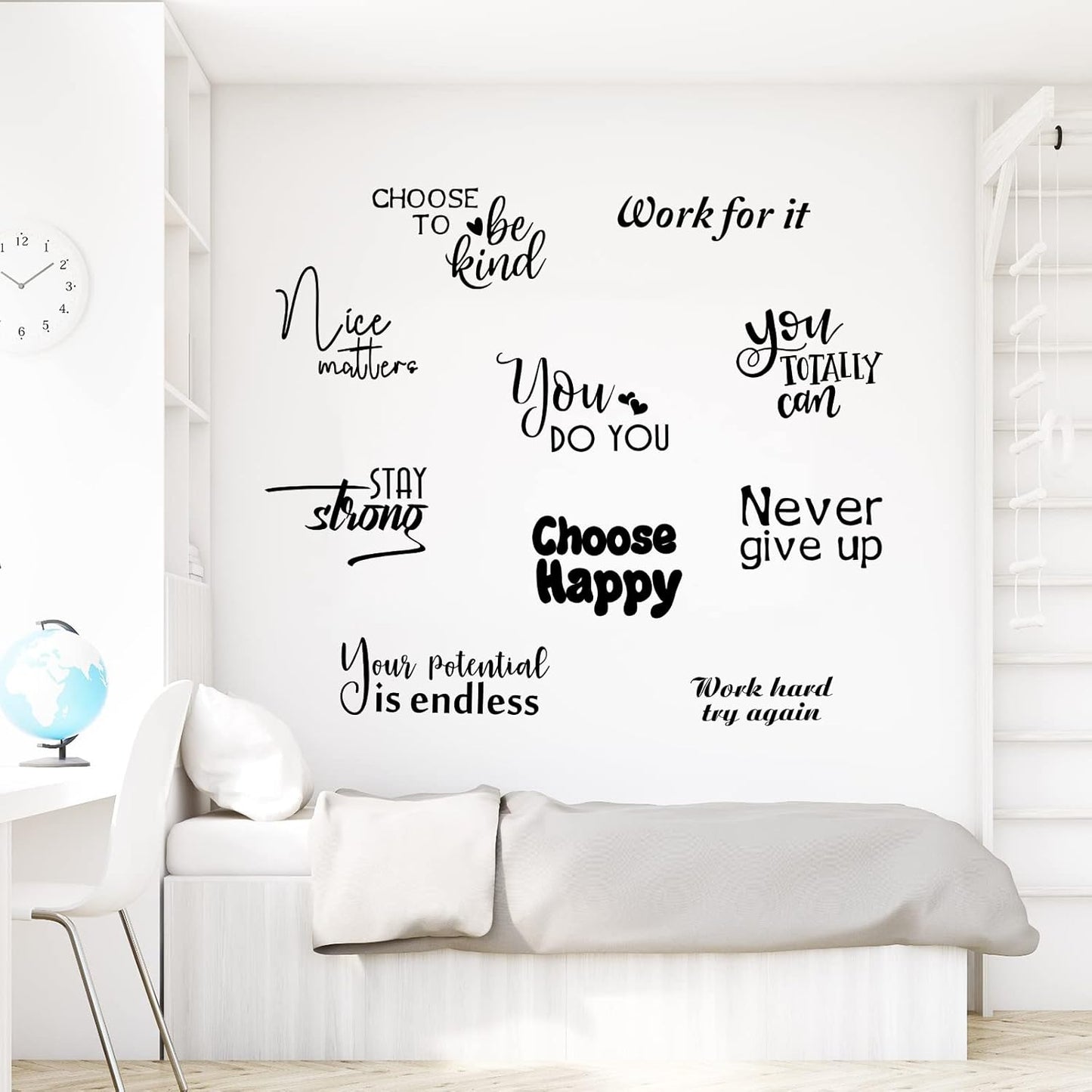 10 Pcs Inspirational Wall Decals Peel and Stick Vinyl Positive Quotes Wall Decor Removable Waterproof Motivational Window Stickers for Bedroom Office School Classroom Living Room Bathroom