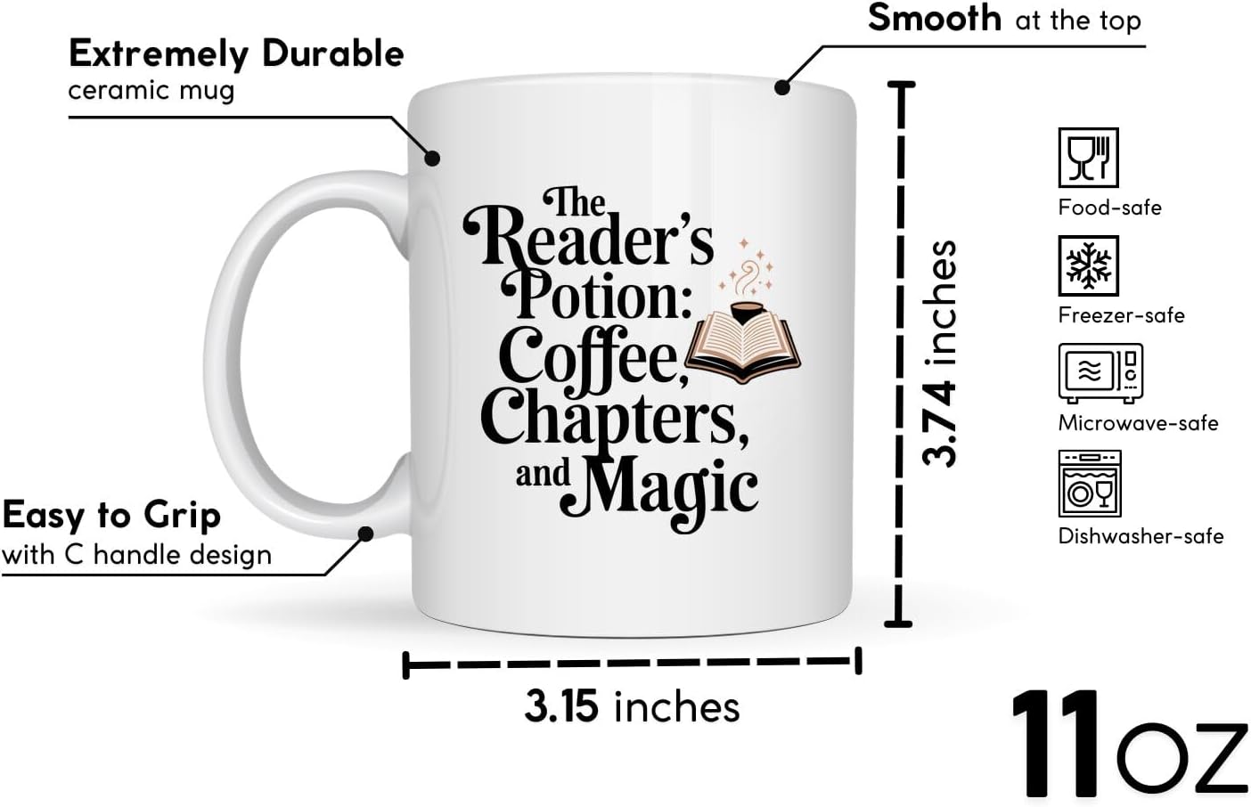 Book Lovers Coffee Mug 11oz White -One Chapter - Gift for Book Club Bookworm Bookish Reading Nerdy Avid Readers Women
