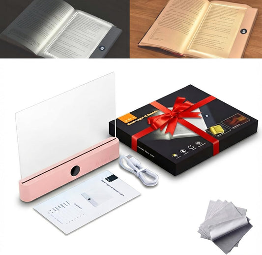 Flat Book Page Lights for Reading at Nights in Bed Rechargeable USB Clear Glow LED Neck Ultra-Thin Lamp Headboard Portable Clip on Panel Readers Kids Women Men Lovers Gifts Accessories (PINK)