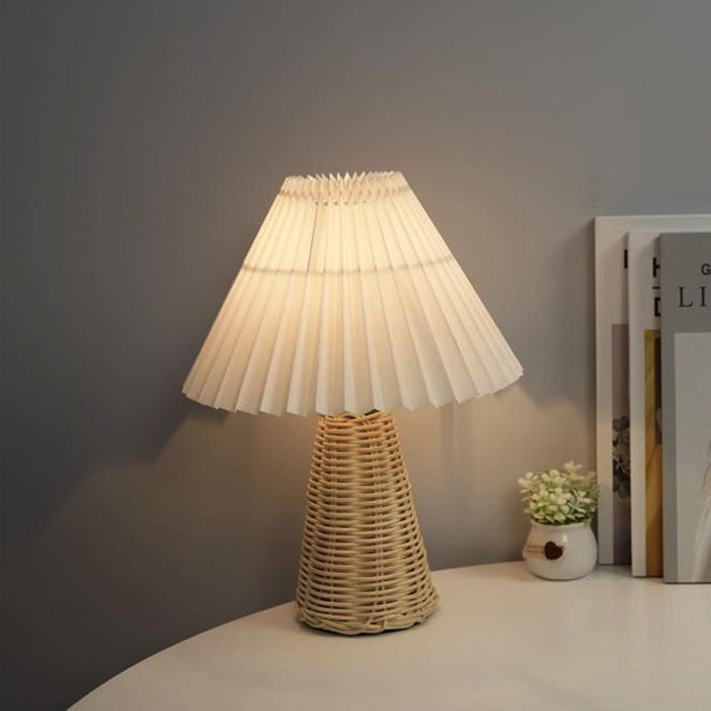 Desk Lamp, 2pcs Vintage Pleated Nightstand Lamp Soft Warm Bedside Lamp LED Lights with USB Cable Small Lamp for Living Room Decoration
