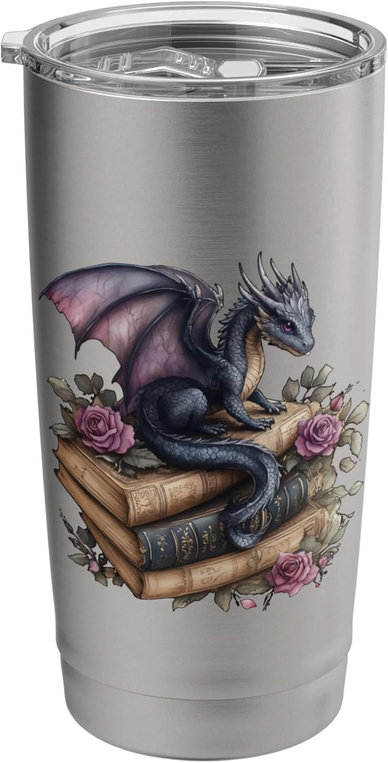 Fantasy Book Lover Bookworm Dragon Readers Reading Stainless Steel Insulated Tumbler