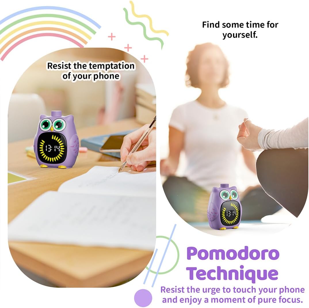 Visual Timer for Kids 99 Minute Kid Timer Visual Countdown Focus Smoother Routines for ADHD Autism Toddler Classroom Home Silent Management Tools Purple