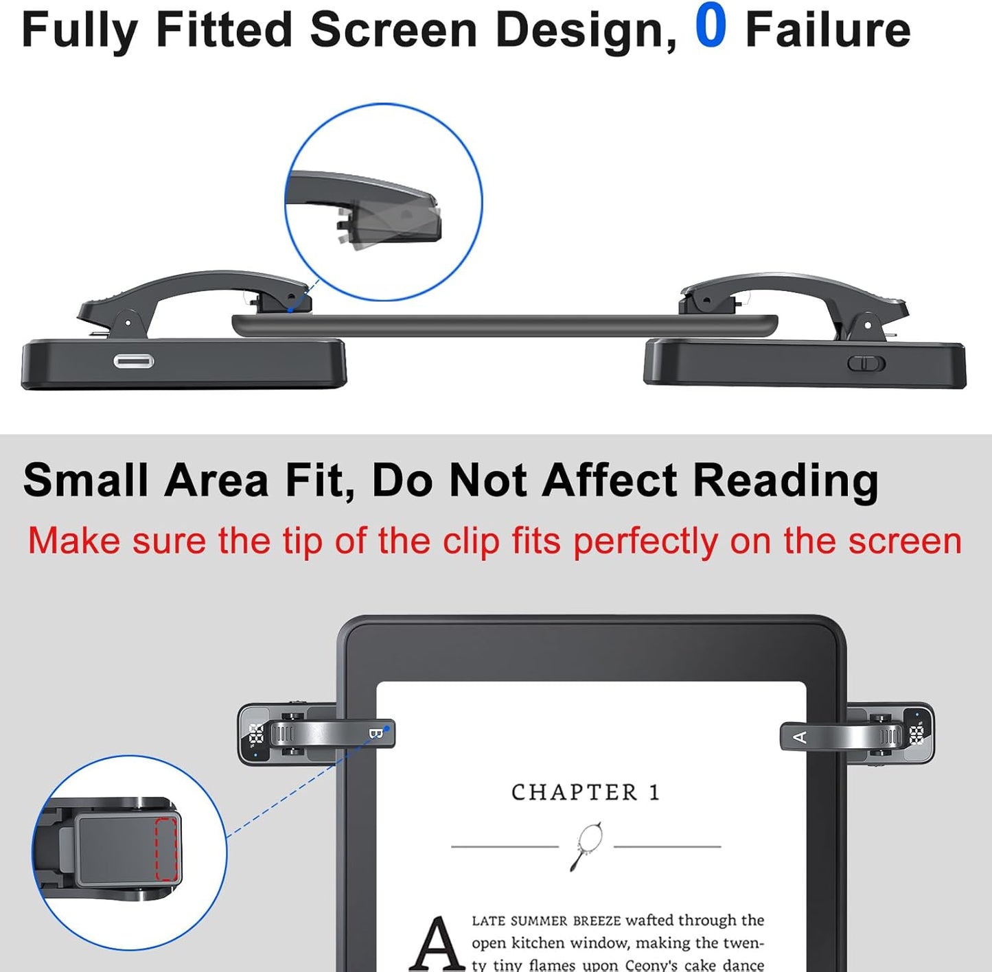 [2 Clips] Page Turner Remote for Kindle Paperwhite Remote Page Turner Accessories for Kindle & Ipad &Tablet Clip Clicker Rechargeable (Page Turner, Black Bar Model 2)