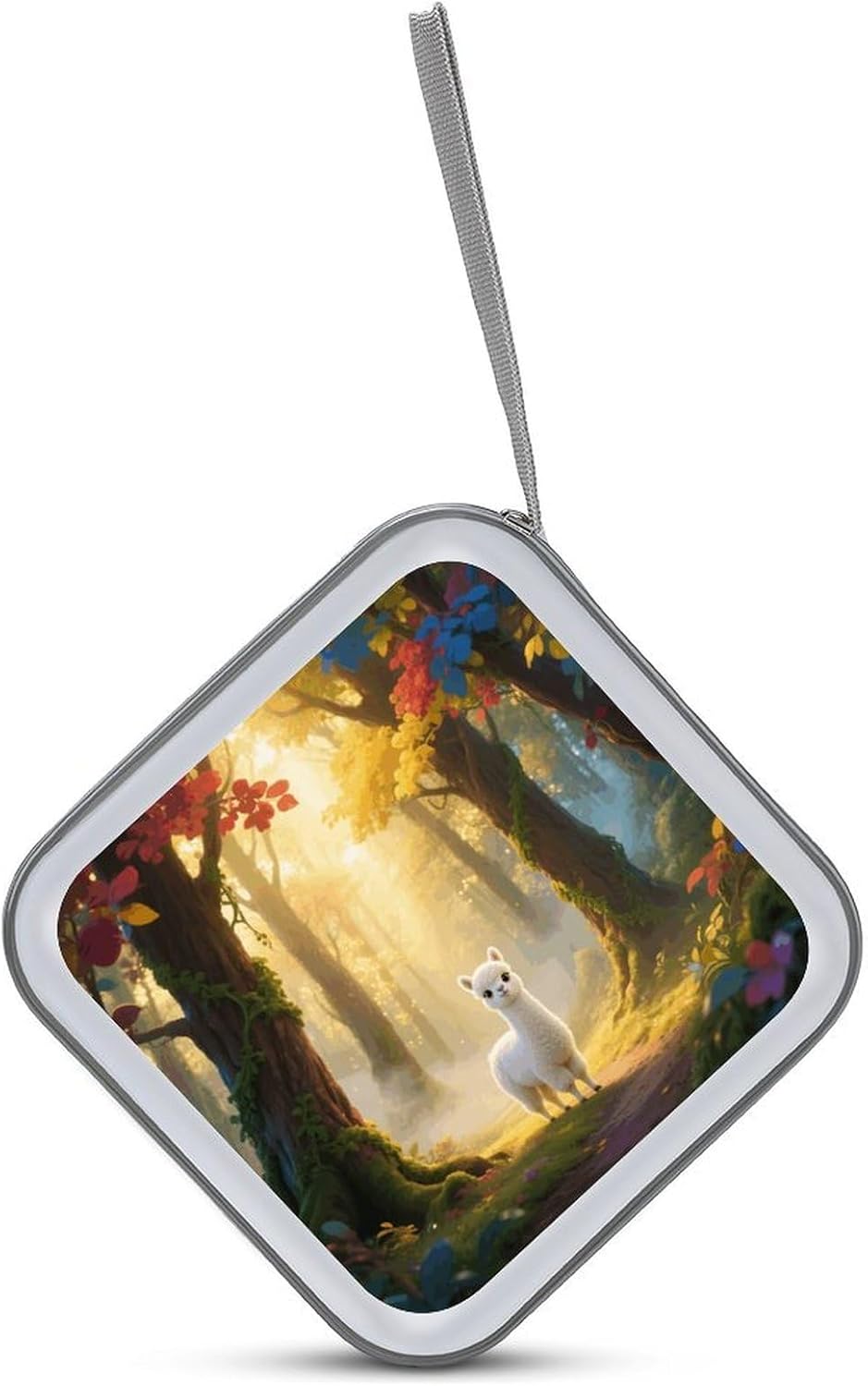 Llamazing Forest CD Case Portable Zipper CD Case 40 Capacity Hard Plastic DVD Cases Holder Large Storage Disc Wallet Bag for Car Home Travel DVD Collection Bag