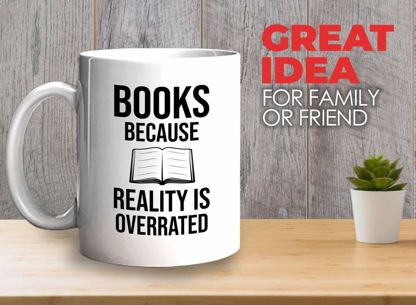 Bubble Hugs Writer Coffee Mug 11oz White - Books Because Reality is Overrated - Reading Book Lover for Bookworm Bibliophile Librarians Author Readers Bookish
