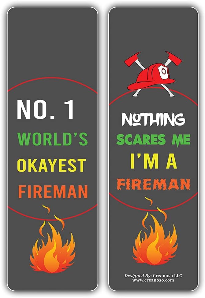 Creanoso I am a Firefighter Bookmarks (5-Sets X 6 Cards) - Cool Book Page Clippers Collection Set for Firemen – Great Token Giveaways - Unique Stocking Stuffers Gifts