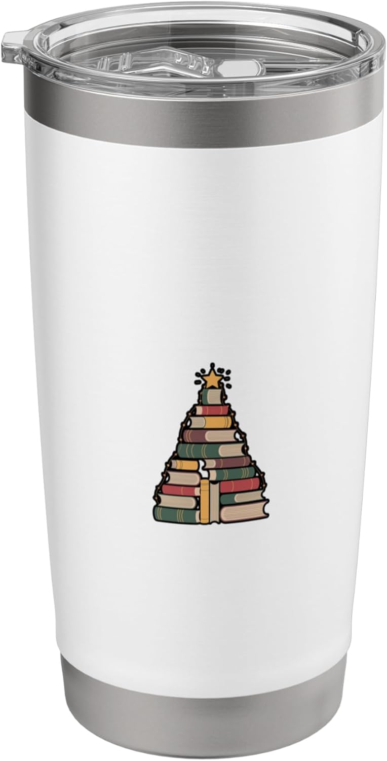 Snowy Book Tree Christmas For Readers And Librarians Stainless Steel Insulated Tumbler