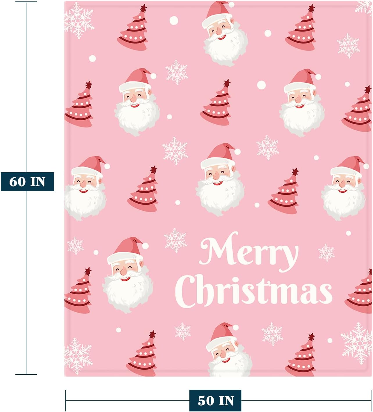 YeeJu Christmas Decorative Throw Blanket Pink Santa Claus Throw Blanket for Couch Sofa Bed Soft Cozy Lightweight Fuzzy Plush Fleece Blankets and Throws Xmas Blanket 50x60