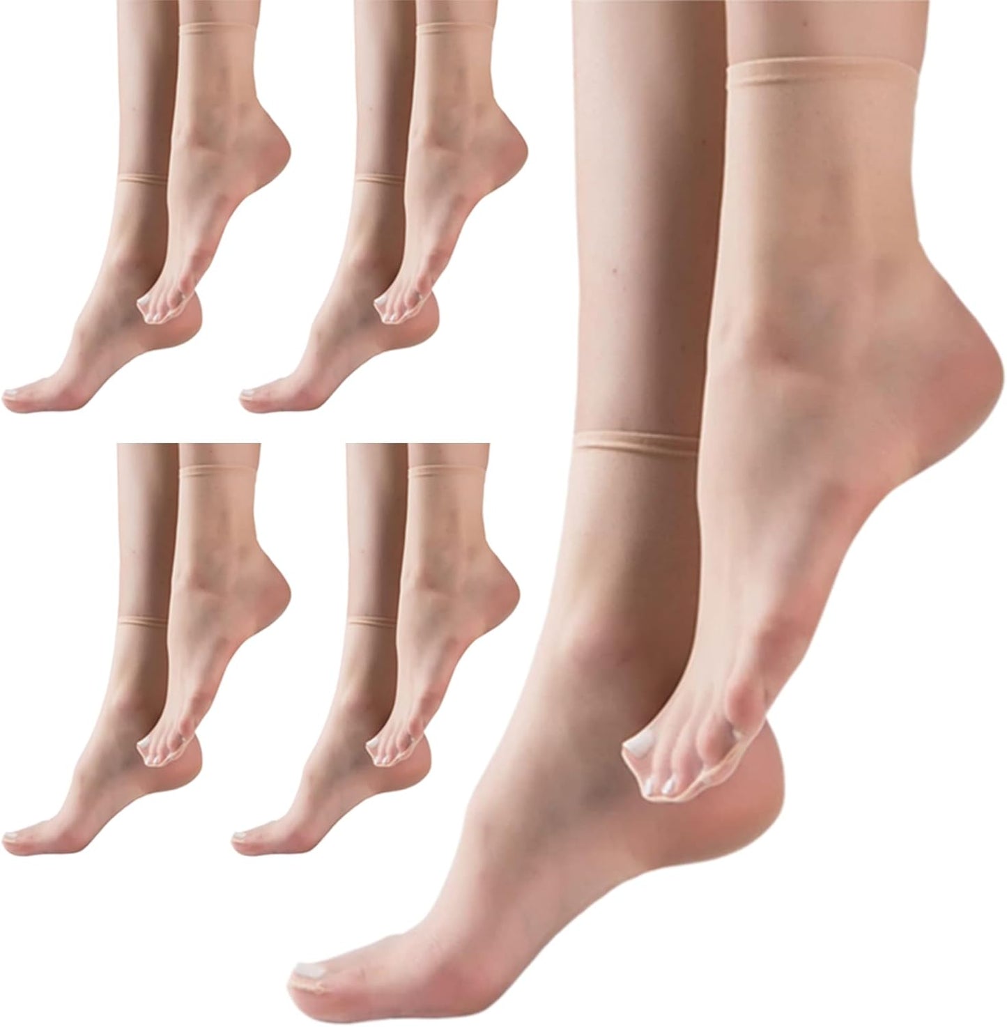 TeenFighter 5/20 Pairs Crystal Transparent Silky Nylon Ankle Socks for Girls, Ultra-Thin No Show Elastic Socks for Women
