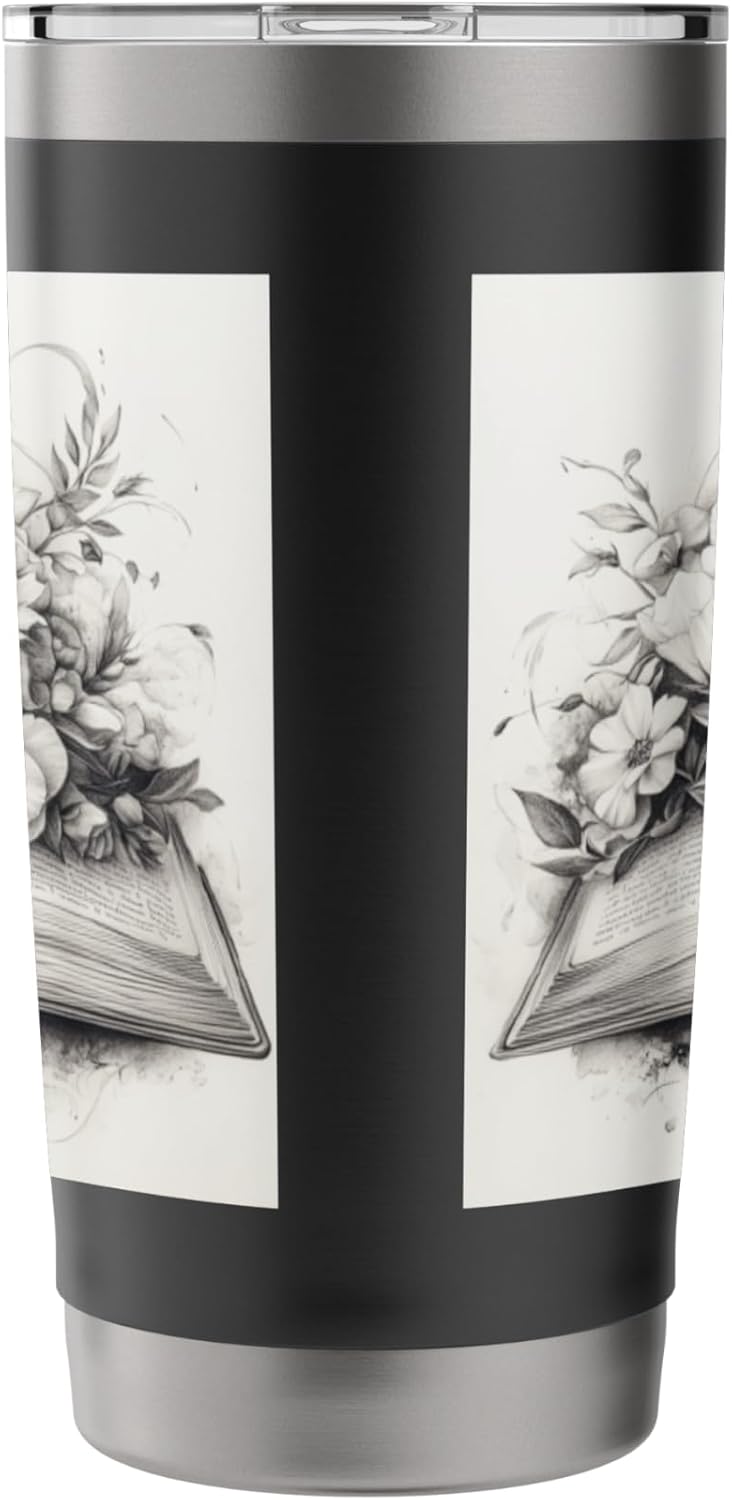 Book Reading Flower Lover Bookworm Tropical Garden Stainless Steel Insulated Tumbler