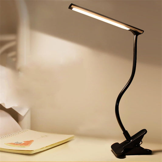 Clip on Desk Lamp, 360 Degree Adjustable Flexible Gooseneck USB LED Reading Light Eye Protection Table Light for Home Bed Office Headboard (2 Levels)