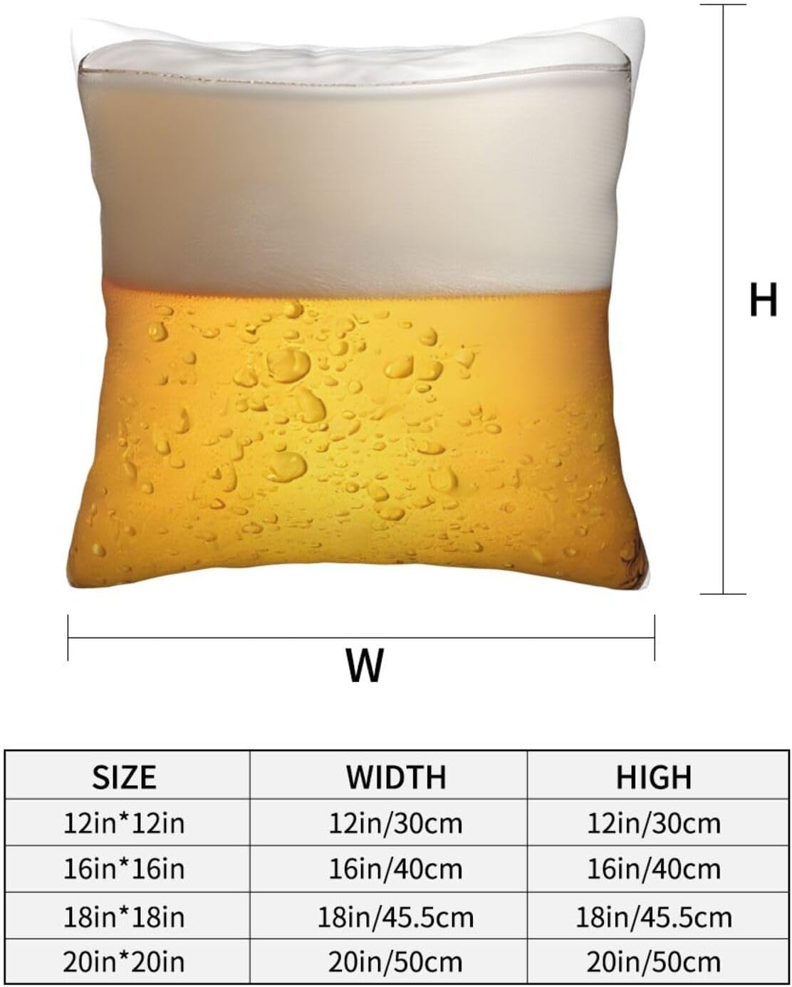 All-Season Square Pillow Covers 18"X18", Beer Bubble, Decorative Throw Pillow Covers for Sofa Bed Couch, Hidden Zipper Cushion Cover, Square Lumbar & Accent Pillowcases for Home Decor