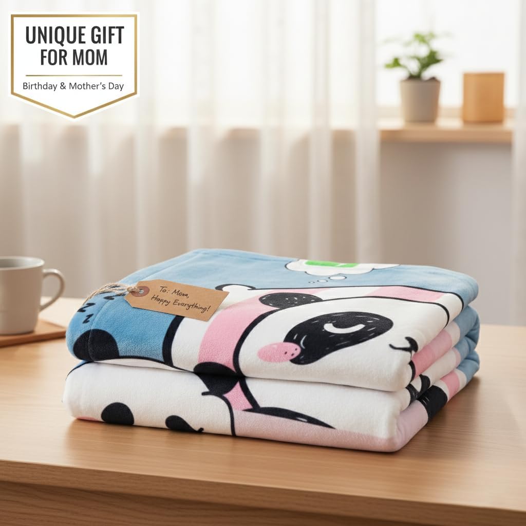 OINA Fluffy Warm 470 GSM Arctic Velvet Blanket – Cozy for Mom from Daughter or Son, Soft & Plush Throw for Relaxation and Comfort (Throw (50x60”), Mom's Charging Station)