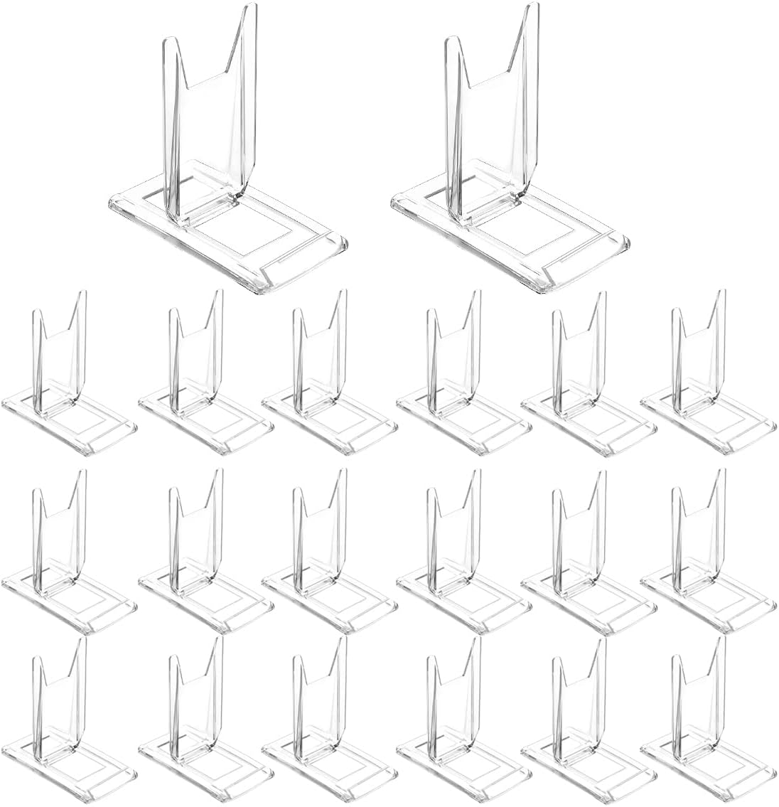 20 Packs Acrylic Display Stand, Adjustable Clear Desktop Book Stand & Collector Stand for Home Office Comic Magazine Postcard Art DVD Album Jewelry Pictures Platter
