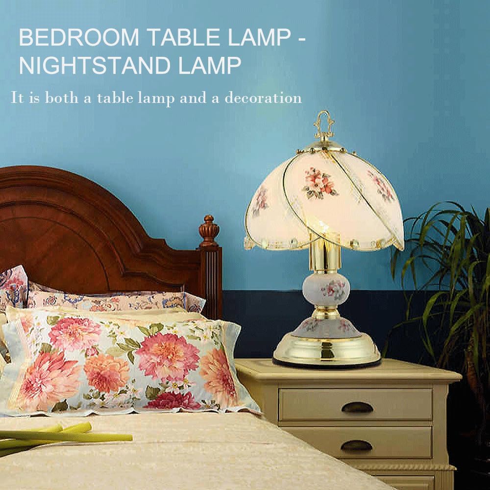 Kitchen Faucet 14.57 Inch Vintage Glass Table Lamp with Button and E26 Socket Decorative Desk Light for Bedroom Living Room Office Reading Nook Side Table and Home Lighting