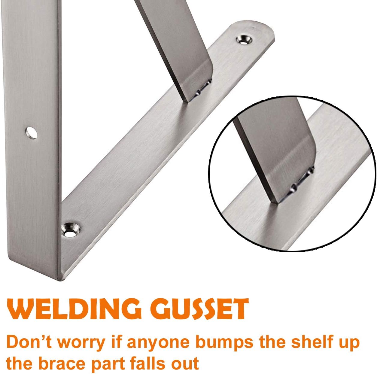 CLT Shelf Bracket 18” x 12" Max Load: 550 lb Heavy Duty Stainless Steel Solid Shelf Support Corner Brace Joint Right Angle Bracket, Space Saving DIY Bracket Pack of 2