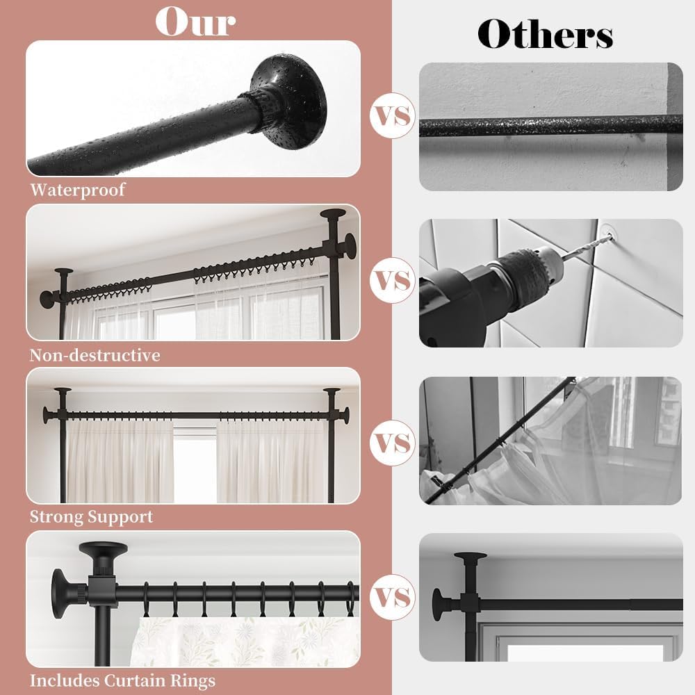 Kokorona Room Divider Curtain Rod, No Drilling Tension Curtain Rod 4-10ft (H) 4-10ft (W), Partition Room Dividers for Room Separation, Adjustable Floor to Ceiling Room Divider Temporary Wall Divider