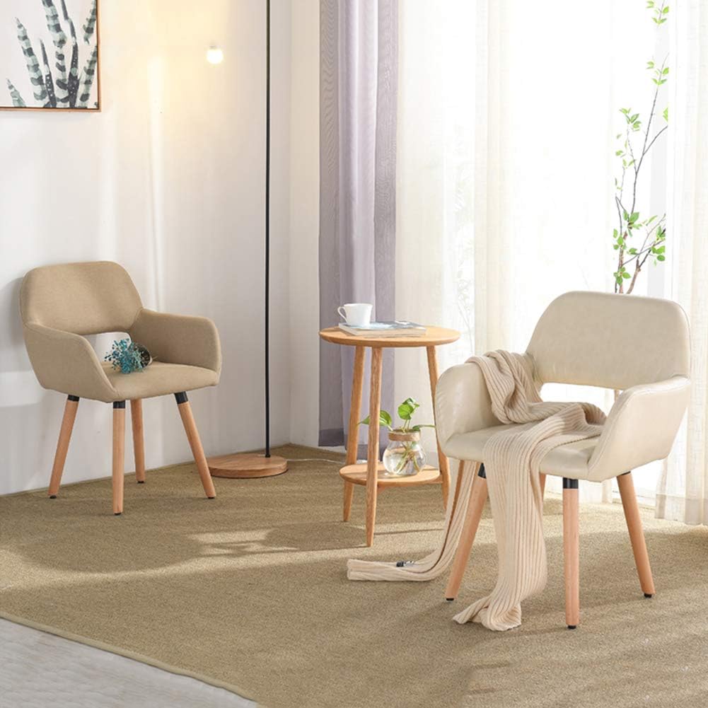 Comfortable Chair Nordic PU Leather Dining Chairs,Modern Upholstered Lounge Side Chair Makeup Stool,with Solid Wood Legs,for Restaurant/Pub/Cafe/Living Room/Hotel/Kitchen Leisure Chair