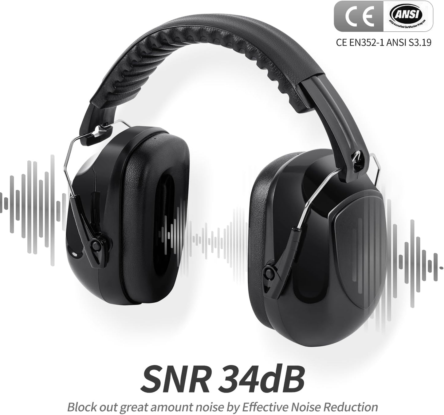 Noise Reduction Ear Muffs for Adult, 34dB Noise Cancelling Headphone for Shooting
